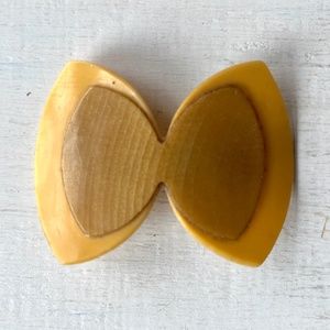 Vintage 30's Celluloid Bow Tie Butterfly Brooch Romantic Layered 2 Tone Yellow